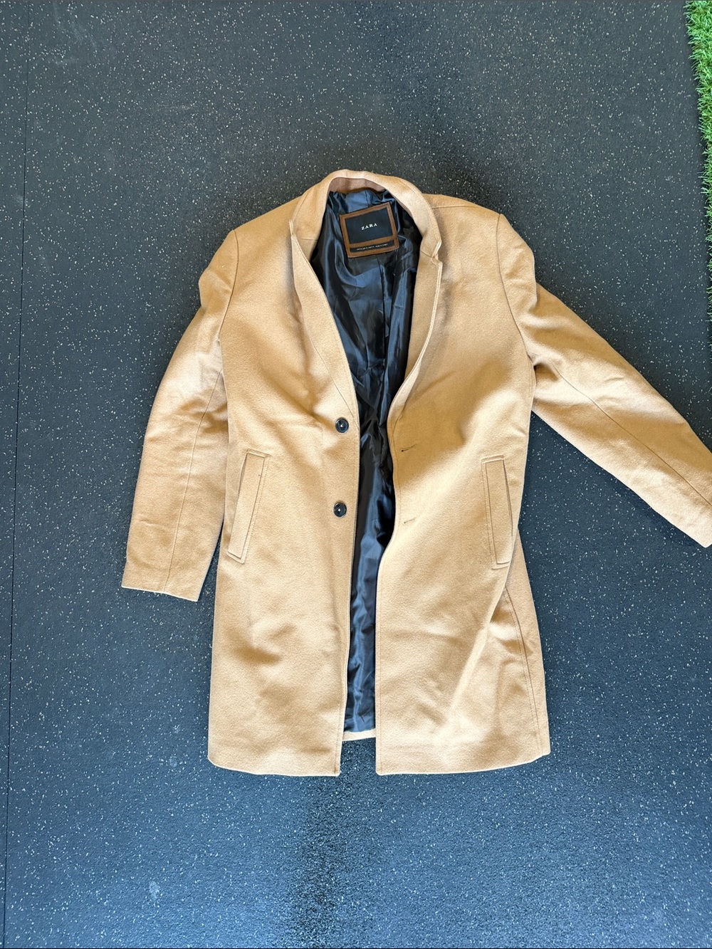 Zara Men's Tan Single-Breasted Pea Coat